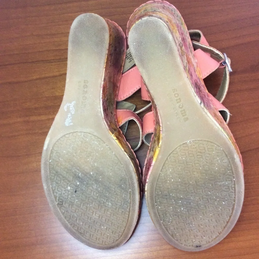 Sonoma Stacie Blossom Wedge Strappy Sandals Sz-6.5